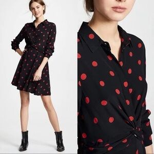 Ganni Black Dress with Red Polka Dots